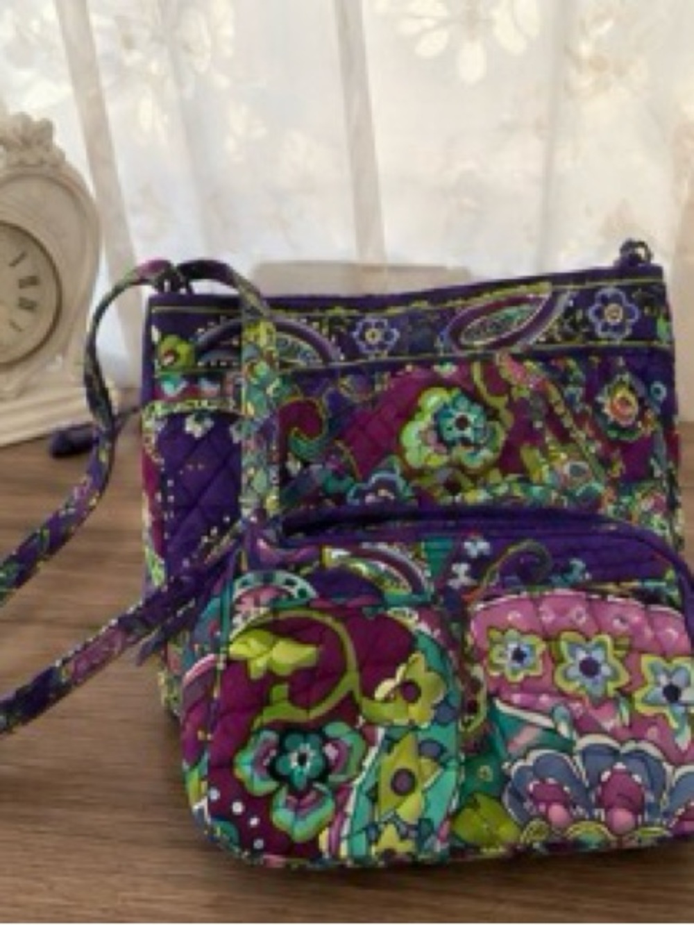 Vera Bradley Plum Crazy Paisley Bag & Matching Crossbody Makeup Bag NWOT